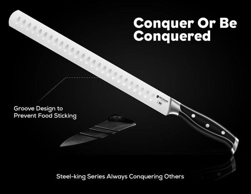 BRODARK Carving Knife Set - 12" Brisket Knife and 7" Boning Knife with Full Tang Handle - High Carbon Stainless Steel Meat Knife for BBQ Roast Rib Turkey Ham - NSF Certified, Steel-King Series - Image 2
